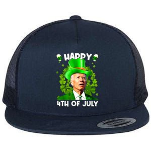 Joe Biden Confused Happy 4th Of July Funny St Patricks Day Flat Bill Trucker Hat