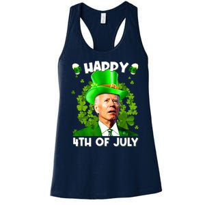 Joe Biden Confused Happy 4th Of July Funny St Patricks Day Women's Racerback Tank