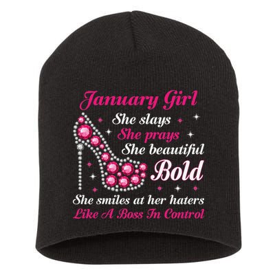 January Birthday Cute Queen Are Born In January Short Acrylic Beanie