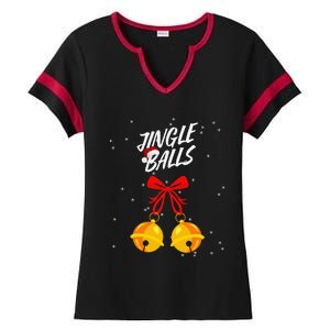 Jingle Balls Christmas Gifts Xmas Adult Joke Tits Ladies Halftime Notch Neck Tee