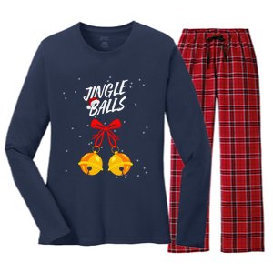 Jingle Balls Christmas Gifts Xmas Adult Joke Tits Women's Long Sleeve Flannel Pajama Set 