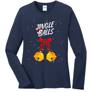 Jingle Balls Christmas Gifts Xmas Adult Joke Tits Ladies Long Sleeve Shirt