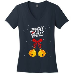 Jingle Balls Christmas Gifts Xmas Adult Joke Tits Women's V-Neck T-Shirt