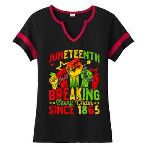 Juneteenth Breaking Chain Freedom 1865 Black History Month Funny Gift Ladies Halftime Notch Neck Tee