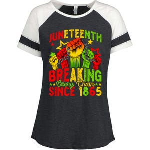 Juneteenth Breaking Chain Freedom 1865 Black History Month Funny Gift Enza Ladies Jersey Colorblock Tee