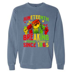 Juneteenth Breaking Chain Freedom 1865 Black History Month Funny Gift Garment-Dyed Sweatshirt