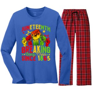 Juneteenth Breaking Chain Freedom 1865 Black History Month Funny Gift Women's Long Sleeve Flannel Pajama Set 