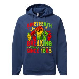 Juneteenth Breaking Chain Freedom 1865 Black History Month Funny Gift Performance Fleece Hoodie