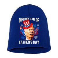 Joe Biden Confused Merry 4th Of Fathers Day Fourth Of July Gift Short Acrylic Beanie