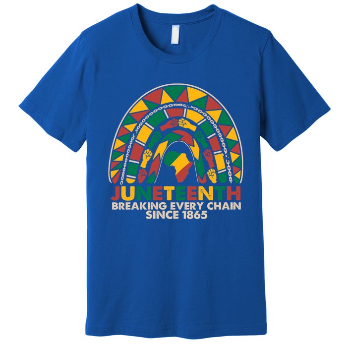 Juneteenth Breaking Chains Since 1865 Black Rainbow Funny Gift Cool Gift Premium T-Shirt