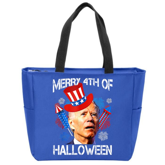 Joe Biden Confused Merry 4th Of Halloween Fourth Of July Meaningful Gift Zip Tote Bag