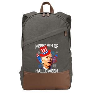 Joe Biden Confused Merry 4th Of Halloween Fourth Of July Meaningful Gift Cotton Canvas Backpack