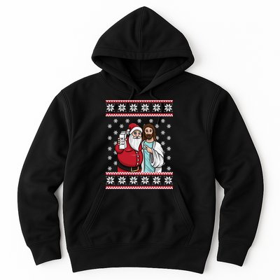 Jingle Bros Christmas Drinking Party Santa Jesus Rum Lovers Hoodie