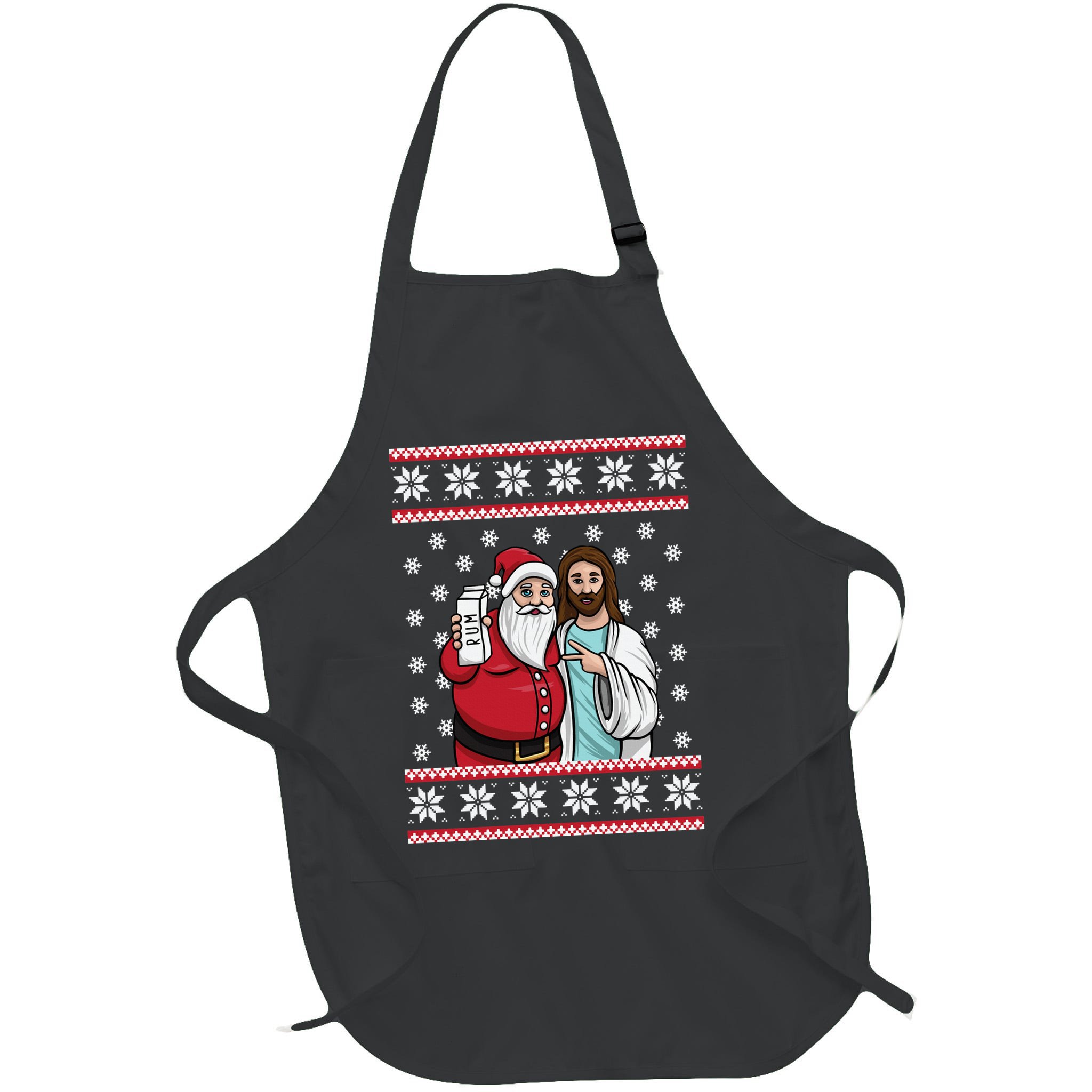 Jingle Bros Christmas Drinking Party Santa Jesus Rum Lovers Apron