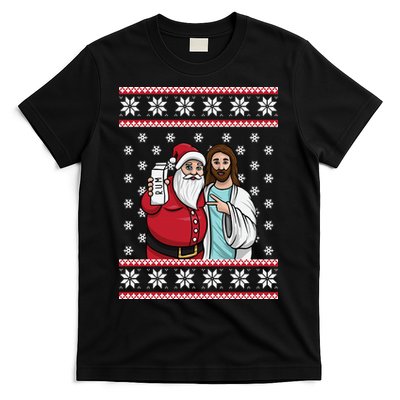Jingle Bros Christmas Drinking Party Santa Jesus Rum Lovers T-Shirt