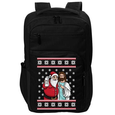Jingle Bros Christmas Drinking Party Santa Jesus Rum Lovers Impact Tech Backpack