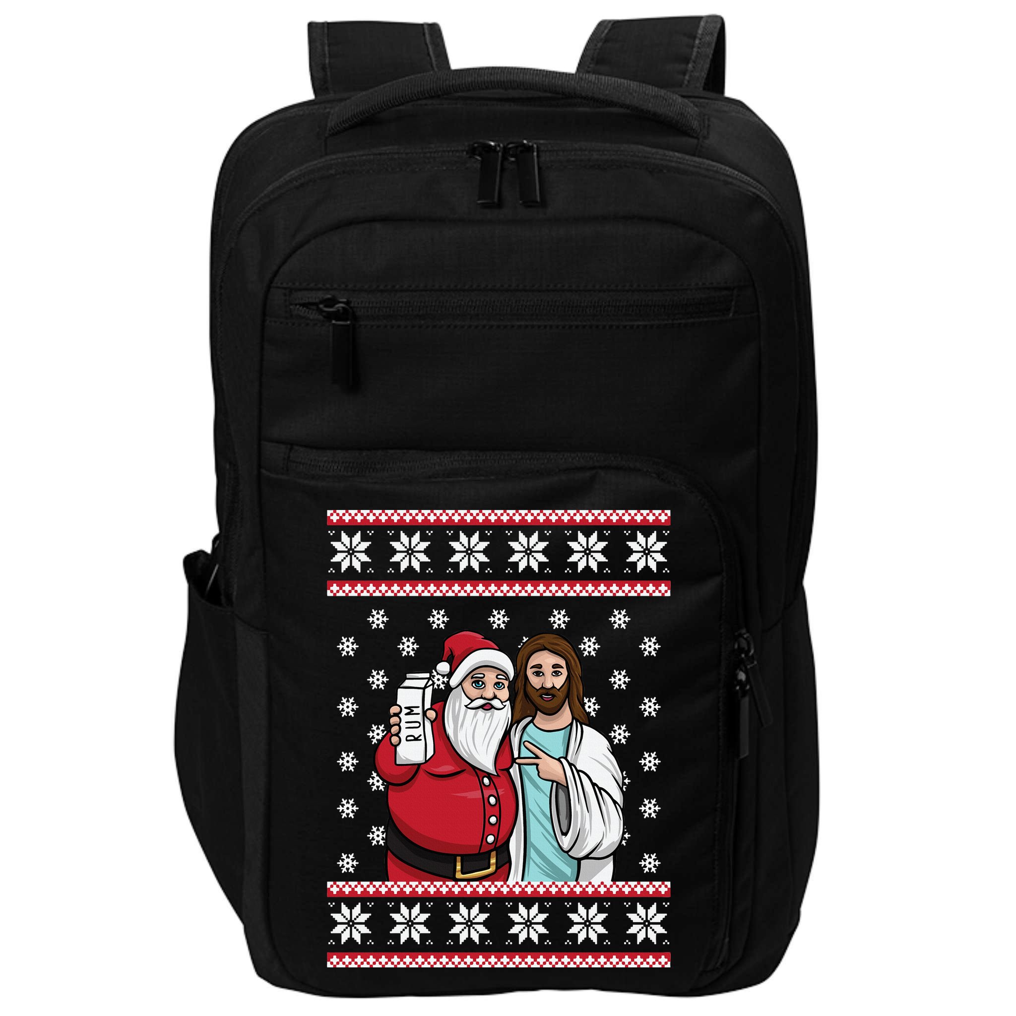 Jingle Bros Christmas Drinking Party Santa Jesus Rum Lovers Impact Tech Backpack