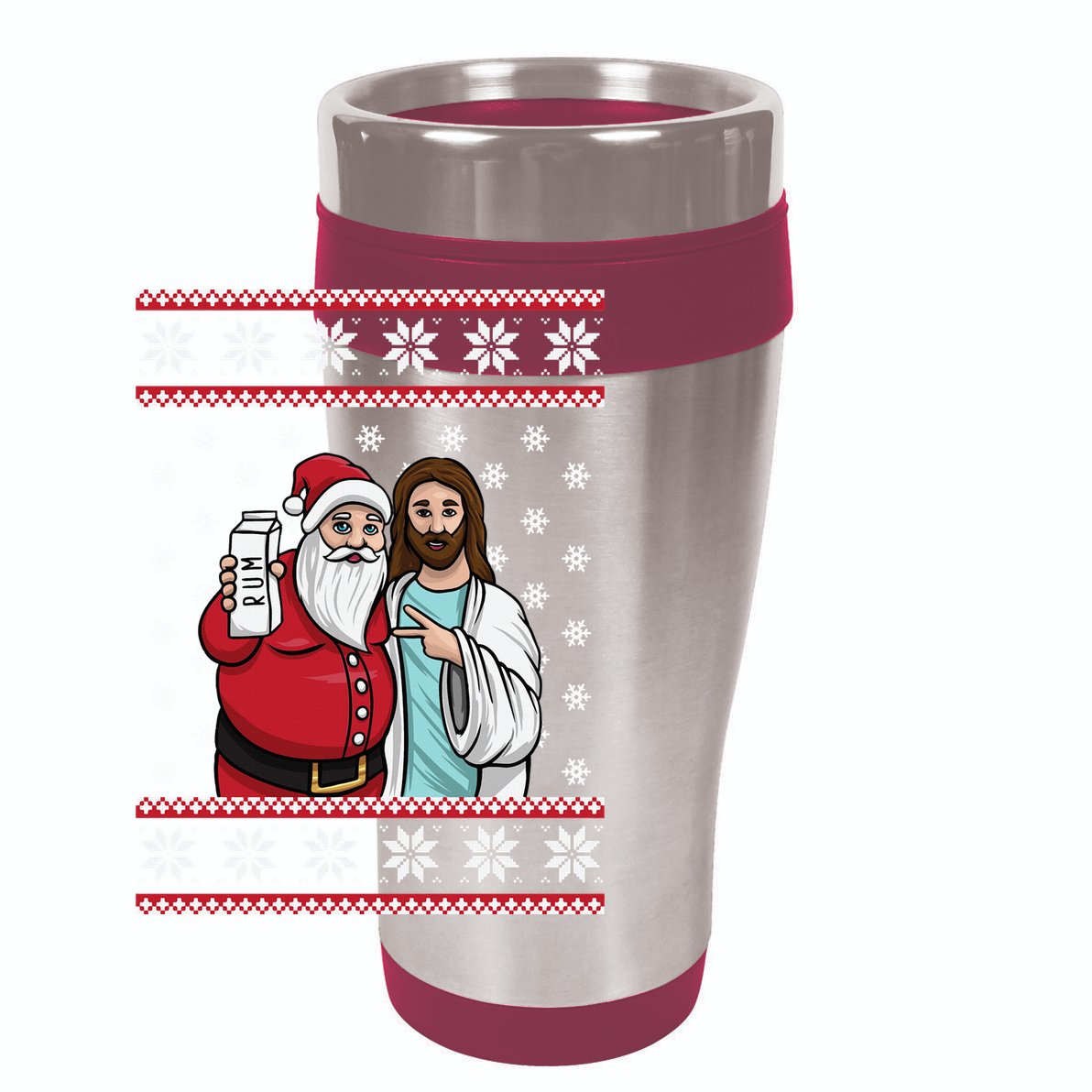 Jingle Bros Christmas Drinking Party Santa Jesus Rum Lovers 11oz C Handle Ceramic Mug