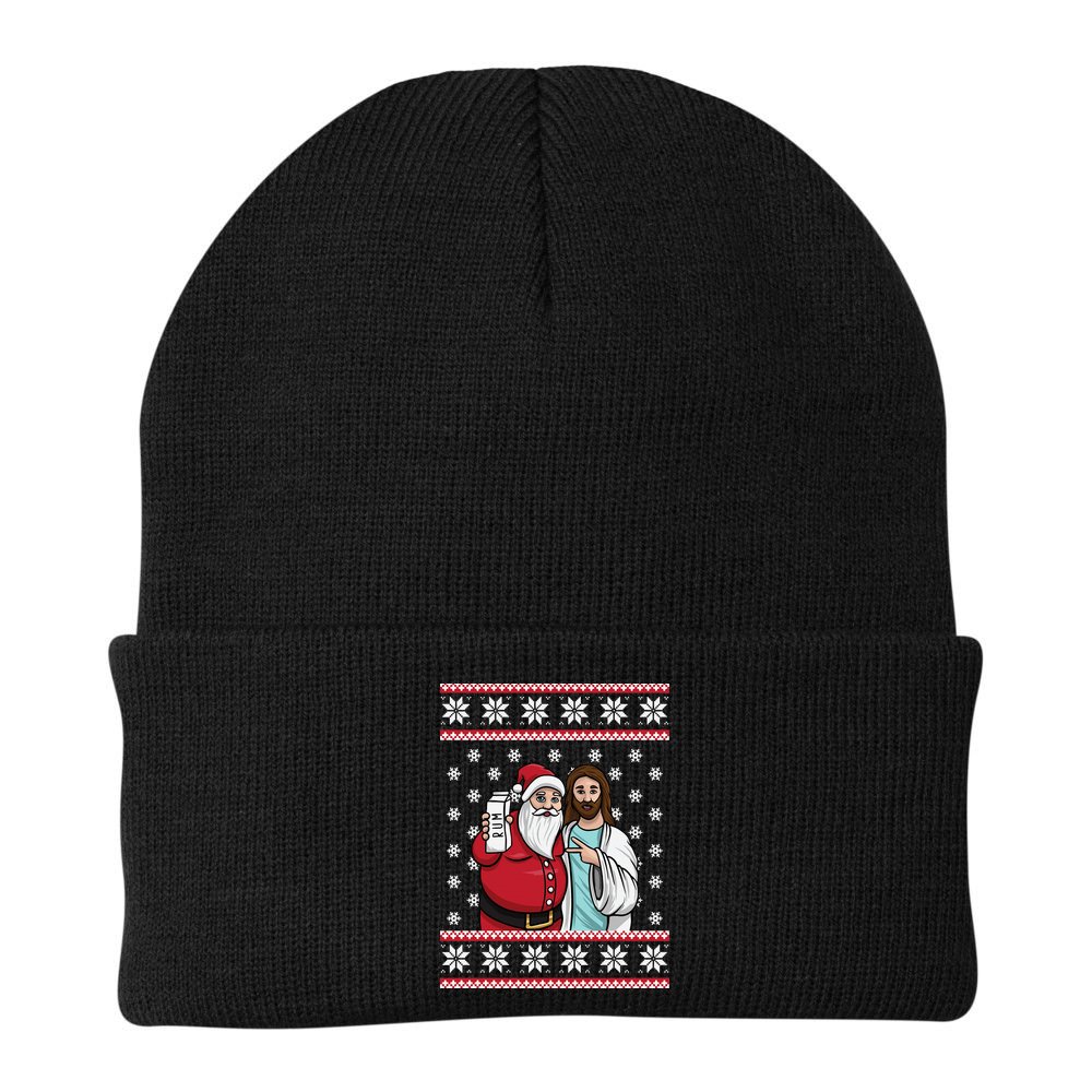 Jingle Bros Christmas Drinking Party Santa Jesus Rum Lovers Beanie