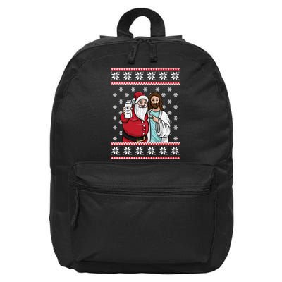 Jingle Bros Christmas Drinking Party Santa Jesus Rum Lovers 16 in Basic Backpack