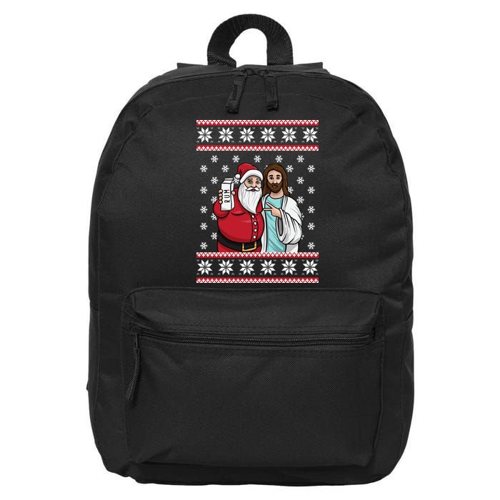 Jingle Bros Christmas Drinking Party Santa Jesus Rum Lovers 16 in Basic Backpack