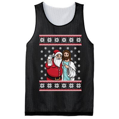 Jingle Bros Christmas Drinking Party Santa Jesus Rum Lovers Mesh Reversible Basketball Jersey Tank