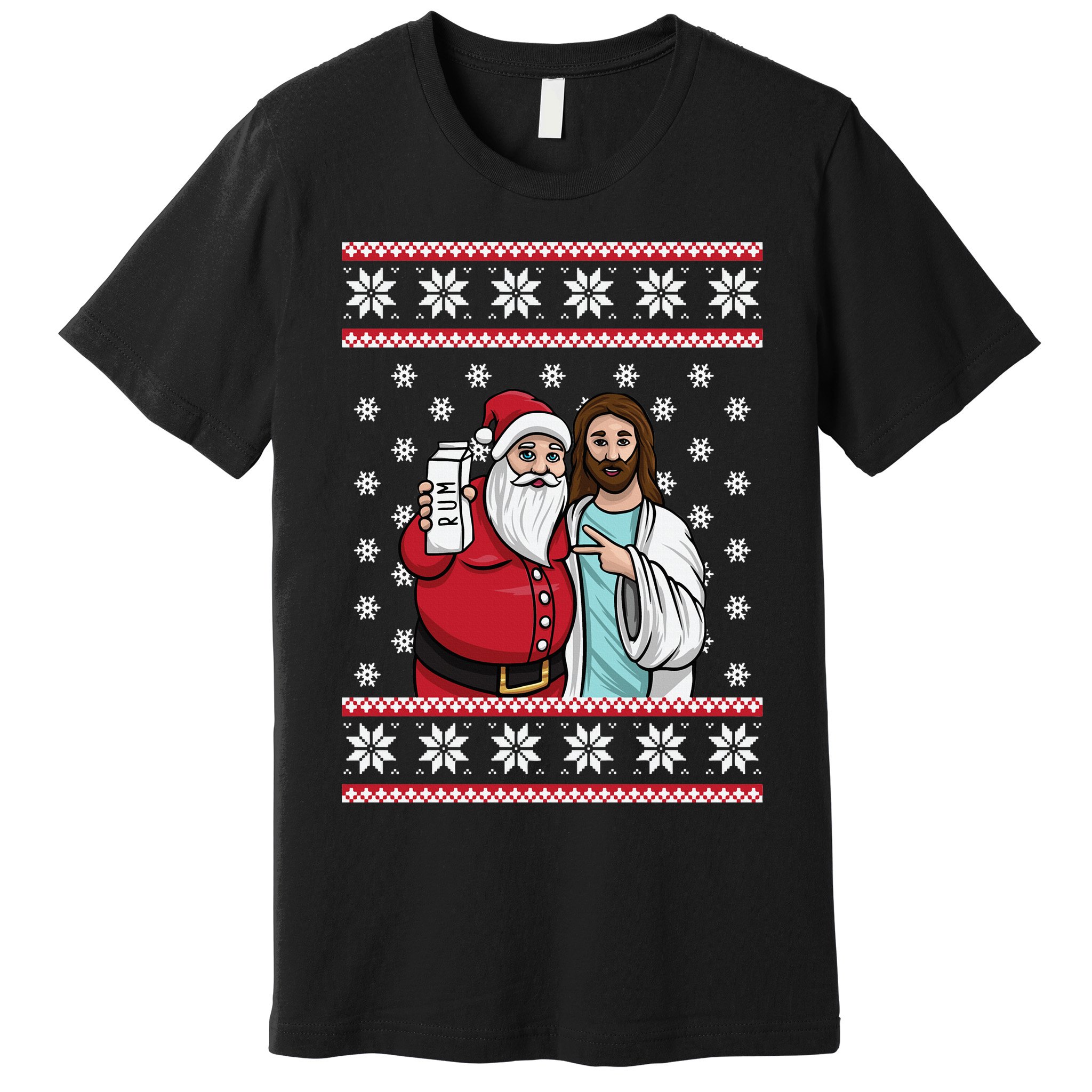 Jingle Bros Christmas Drinking Party Santa Jesus Rum Lovers Premium T-Shirt