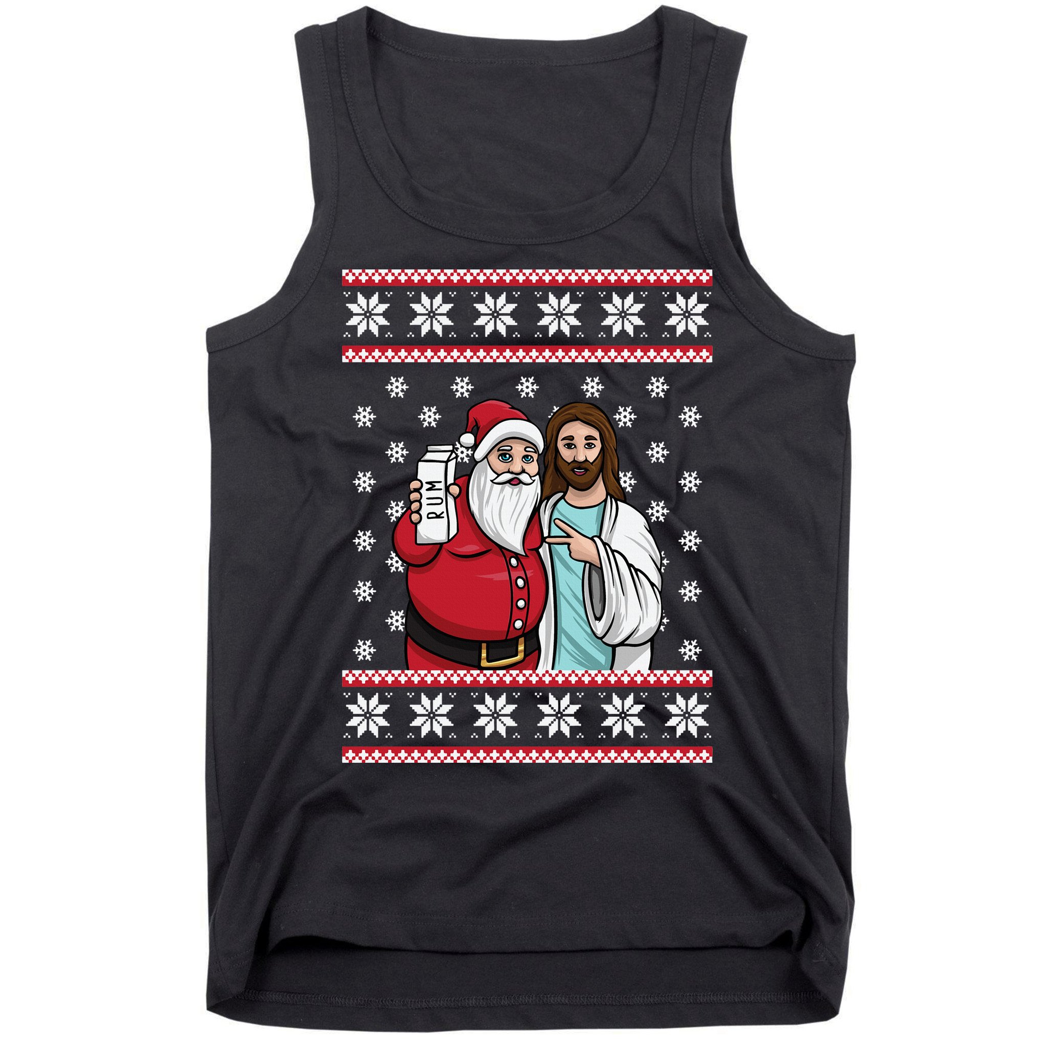 Jingle Bros Christmas Drinking Party Santa Jesus Rum Lovers Tank Top