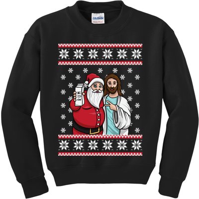 Jingle Bros Christmas Drinking Party Santa Jesus Rum Lovers Kids Sweatshirt