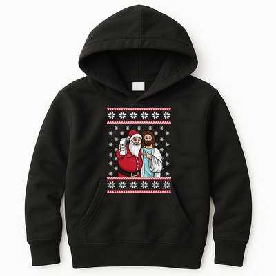Jingle Bros Christmas Drinking Party Santa Jesus Rum Lovers Kids Hoodie