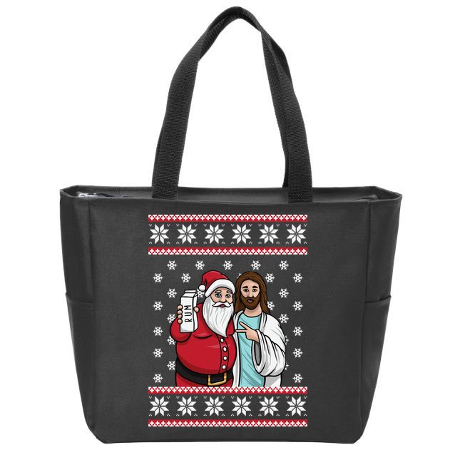 Jingle Bros Christmas Drinking Party Santa Jesus Rum Lovers Zip Tote Bag