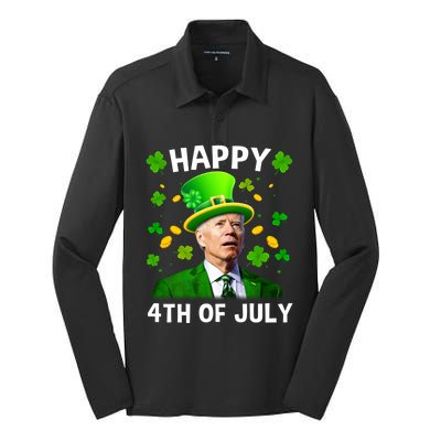 Funny Joe Biden St Patricks Day Happy 4th Of July Silk Touch Performance Long Sleeve Polo