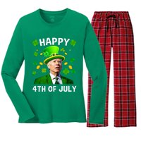 Funny Joe Biden St Patricks Day Happy 4th Of July Women's Long Sleeve Flannel Pajama Set 