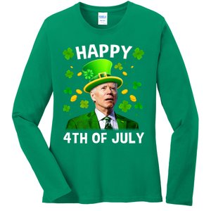 Funny Joe Biden St Patricks Day Happy 4th Of July Ladies Long Sleeve Shirt