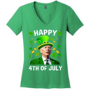 Funny Joe Biden St Patricks Day Happy 4th Of July Women's V-Neck T-Shirt