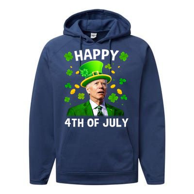 Funny Joe Biden St Patricks Day Happy 4th Of July Performance Fleece Hoodie