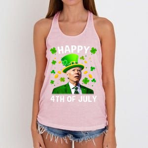 Funny Joe Biden St Patricks Day Happy 4th Of July Women's Knotted Racerback Tank