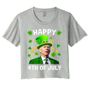 Funny Joe Biden St Patricks Day Happy 4th Of July Women's Crop Top Tee