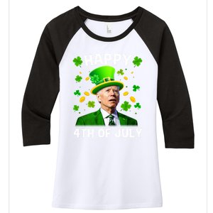 Funny Joe Biden St Patricks Day Happy 4th Of July Women's Tri-Blend 3/4-Sleeve Raglan Shirt