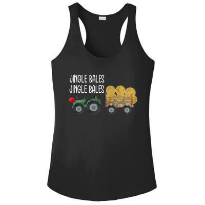 Jingle Bales Christmas Tree Tractor Farmer Farming Family Gift Ladies PosiCharge Competitor Racerback Tank