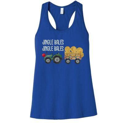 Jingle Bales Christmas Tree Tractor Farmer Farming Family Gift Women's Racerback Tank