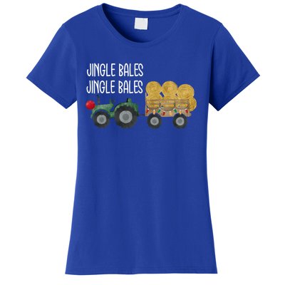 Jingle Bales Christmas Tree Tractor Farmer Farming Family Gift Women's T-Shirt