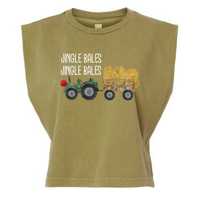 Jingle Bales Christmas Tree Tractor Farmer Farming Family Gift Garment-Dyed Women's Muscle Tee