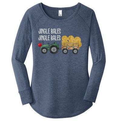 Jingle Bales Christmas Tree Tractor Farmer Farming Family Gift Women's Perfect Tri Tunic Long Sleeve Shirt