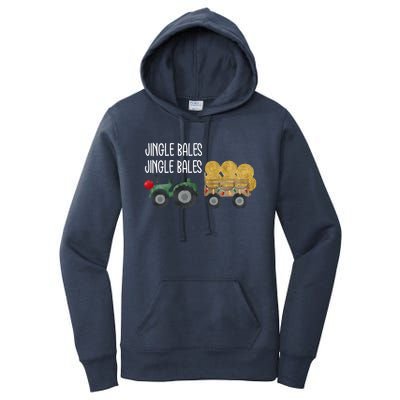 Jingle Bales Christmas Tree Tractor Farmer Farming Family Gift Women's Pullover Hoodie