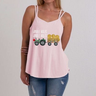 Jingle Bales Christmas Tree Tractor Farmer Farming Family Gift Women's Strappy Tank