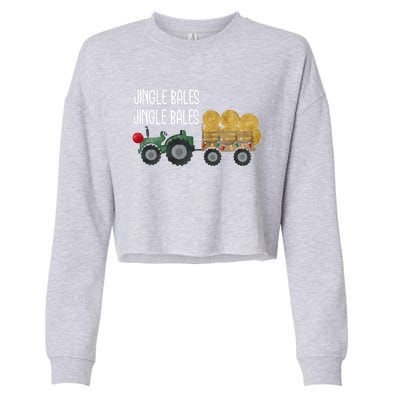 Jingle Bales Christmas Tree Tractor Farmer Farming Family Gift Cropped Pullover Crew