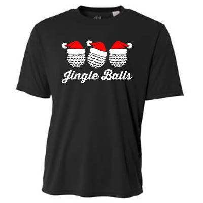 Jingle Balls Christmas Golf Balls With Santas Hats Xmas Golf Cooling Performance Crew T-Shirt