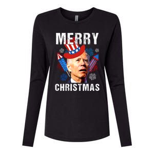 Joe Biden Confused Merry Christmas Fourth Of July Usa Flag Gift Womens Cotton Relaxed Long Sleeve T-Shirt