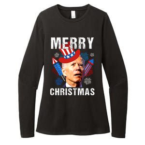 Joe Biden Confused Merry Christmas Fourth Of July Usa Flag Gift Womens CVC Long Sleeve Shirt